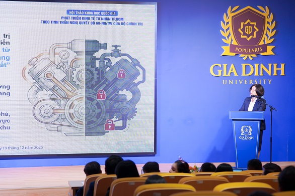 Hội thảo ghi nhận nhiều giải pháp mang tính đột phá cho giai đoạn 2026 - 2030 nhằm hoàn thiện thể chế và chính sách hỗ trợ doanh nghiệp tư nhân. Ảnh: GDU