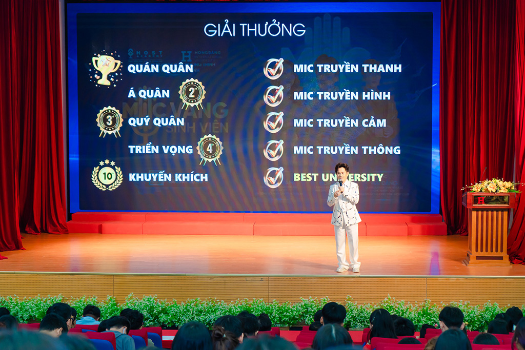 MC Nguyễn Hoàng Vũ - Sáng lập, điều hành HOST Academy chia sẻ về cơ cấu giải thưởng cuộc thi Mic Vàng Sinh viên 2025MC Nguyễn Hoàng Vũ – Sáng lập, điều hành HOST Academy chia sẻ về cơ cấu giải thưởng cuộc thi Mic Vàng Sinh viên 2025
